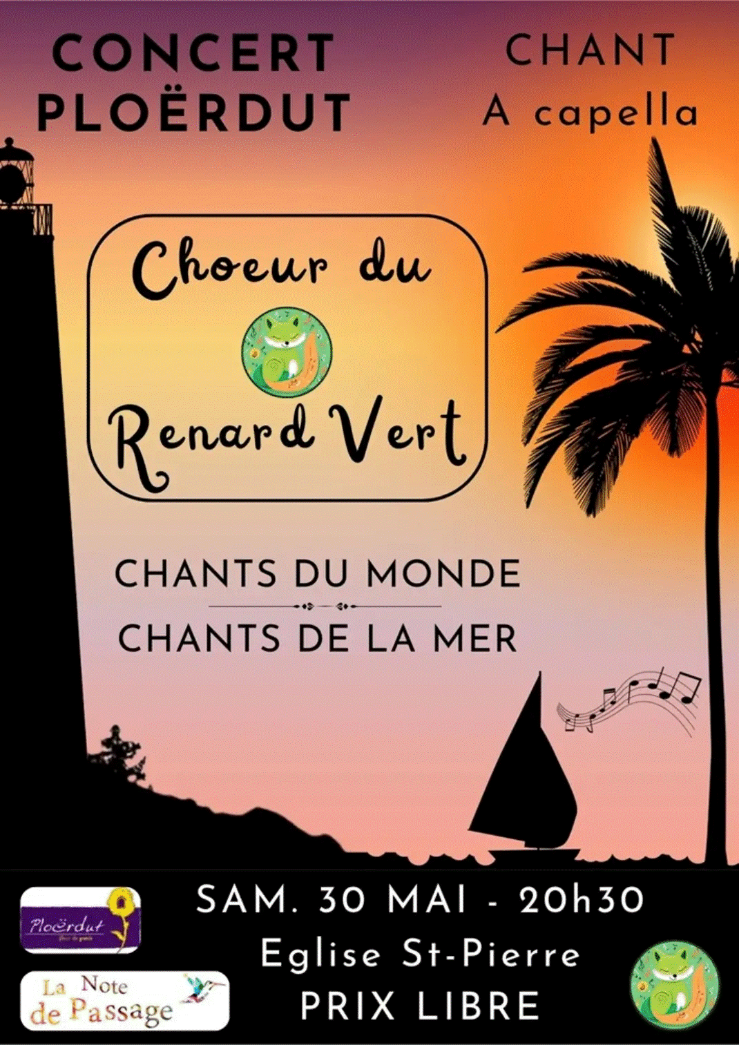 Concert de la chorale " Choeur du Renard Vert" à l'église
